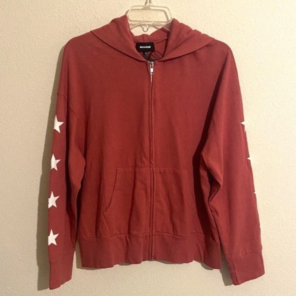 MONROW Softfleece Zip Up Hoody w Star Prints Women's Size S or M